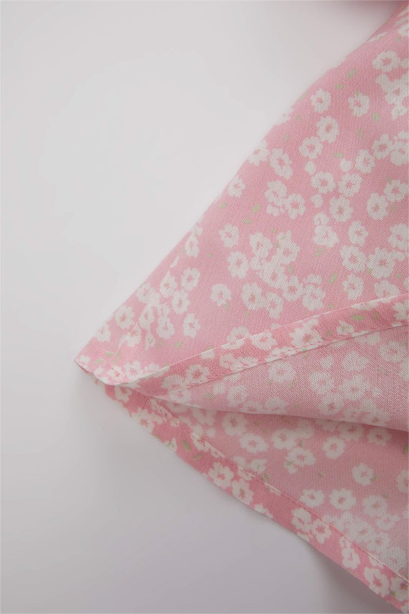 طفلة صغيرة زهري قميص بيبي بناتي فلورال فيسكوز قصة عادية بياقة كبيرة