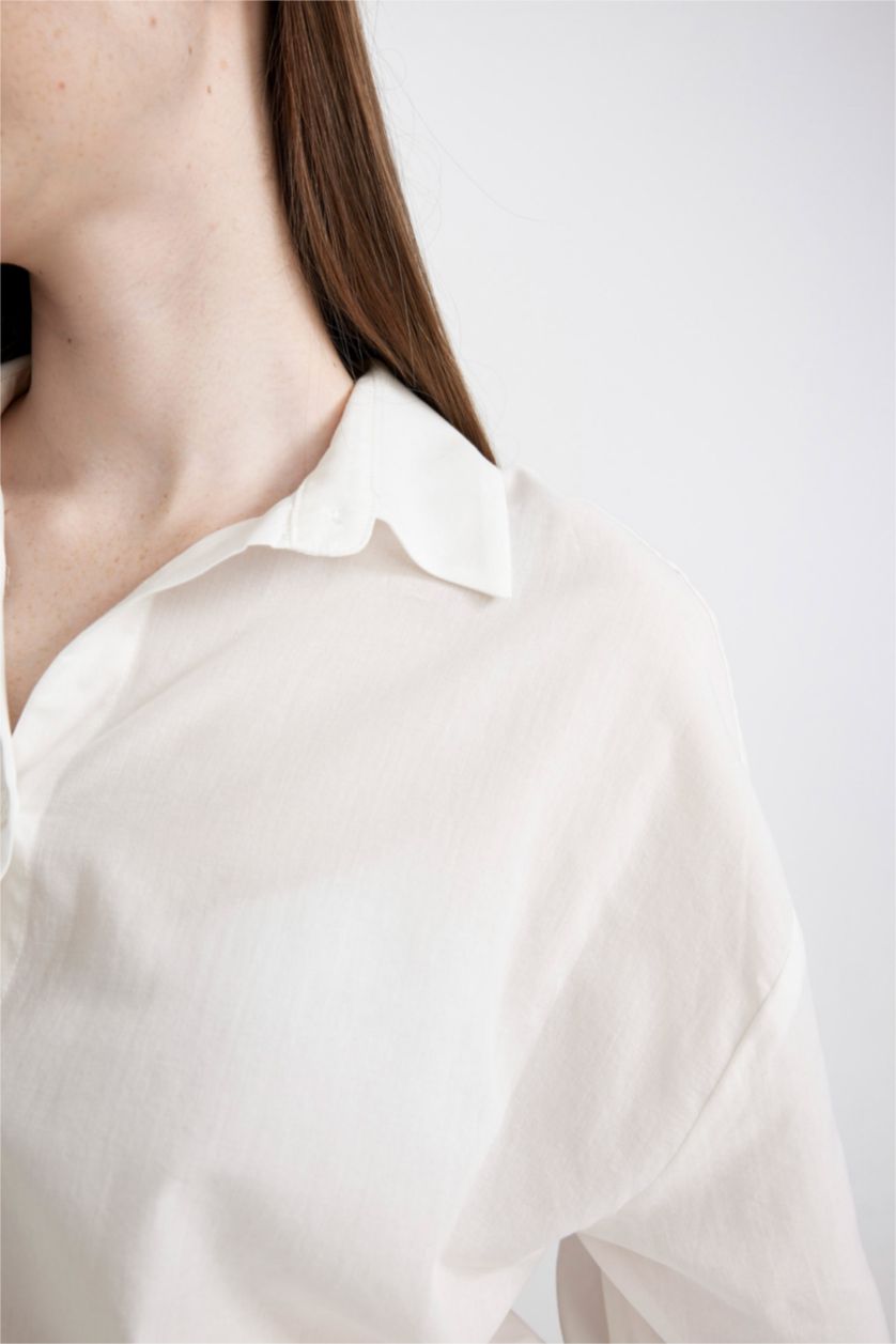 FEMME Blanc Chemise Oversize à Manches Longues