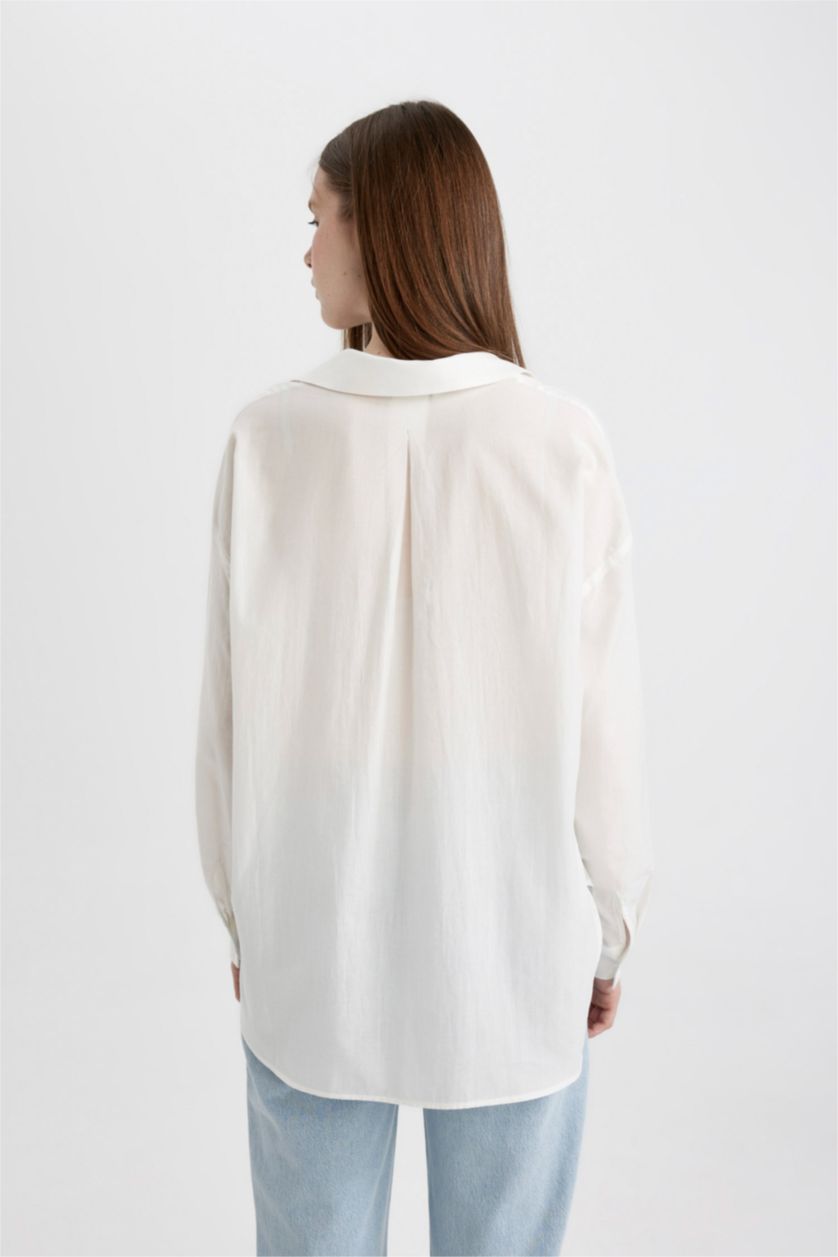 FEMME Blanc Chemise Oversize à Manches Longues