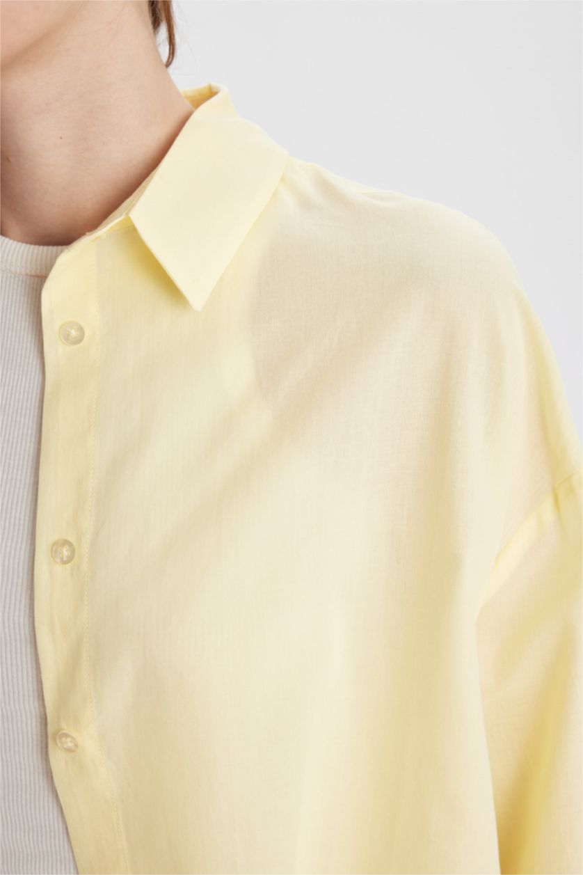 FEMME Jaune Clair Chemises à manches longues Voile Col De Chemise