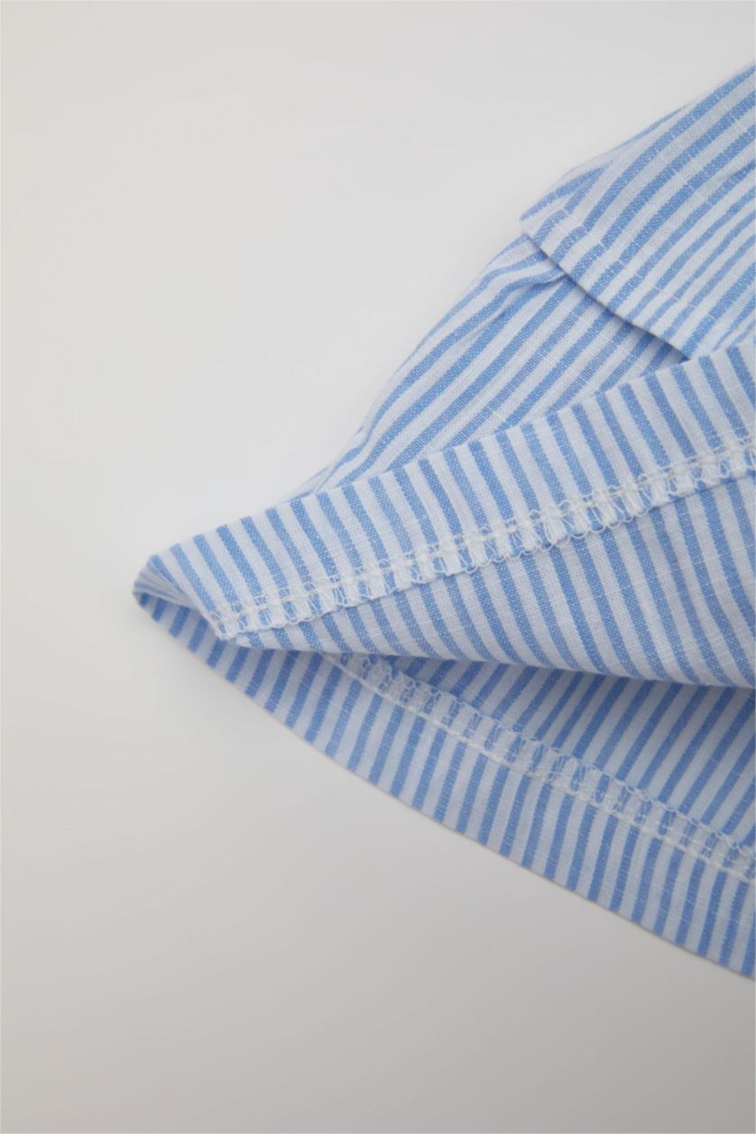 BÉBÉ FILLE BLEU Clair Chemisier à Bretelles en Popeline Rayée Col Carré pour Bébé Fille