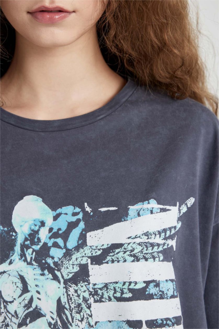 Женщины Антрацит Футболка оверсайз Nirvana с принтом