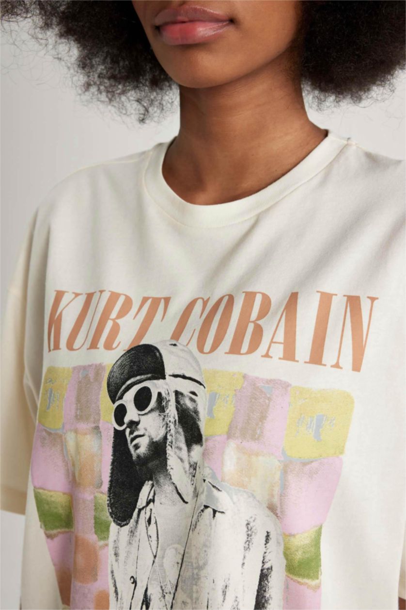 WOMAN Ecru Unisex Kurt Cobain Oversize Short Sleeve T-Shirt