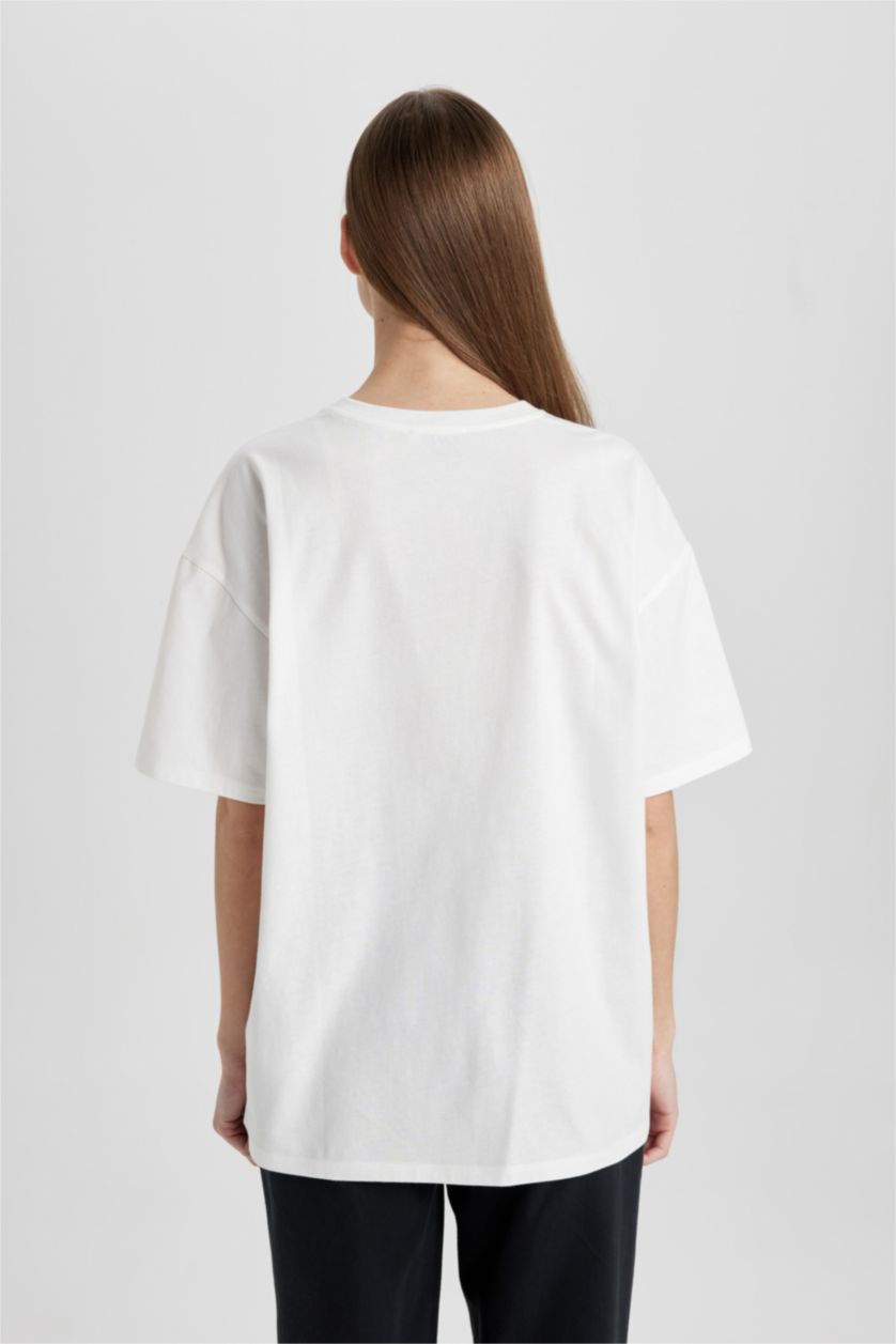 WOMAN White Van Gogh Oversize Crew Neck Short Sleeve T-Shirt