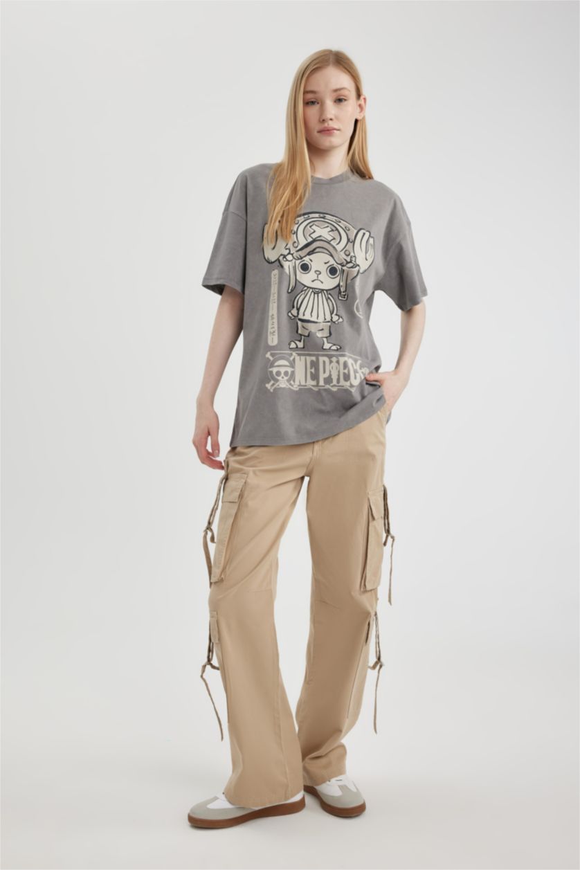 WOMAN Dark Grey One Piece Oversize Fit Short Sleeve Washed Effect T-Shirt