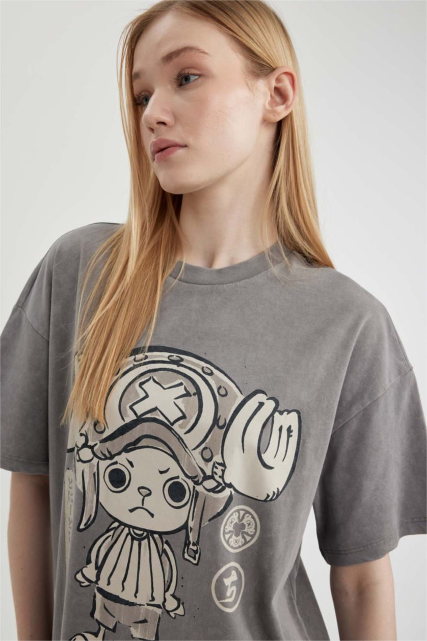 WOMAN Dark Grey One Piece Oversize Fit Short Sleeve Washed Effect T-Shirt