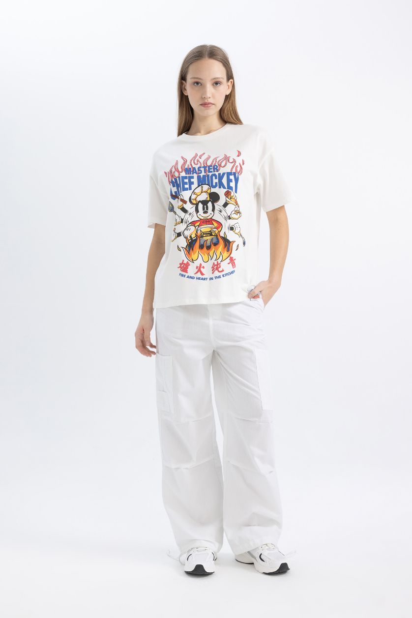 WOMAN White Unisex Disney Mickey & Minnie Oversize Crew Neck T-Shirt