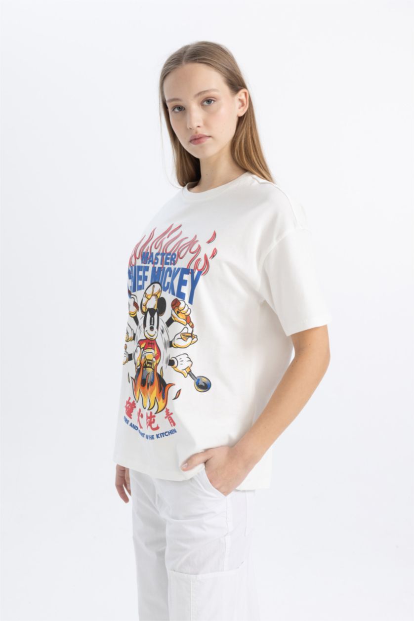 WOMAN White Unisex Disney Mickey & Minnie Oversize Crew Neck T-Shirt