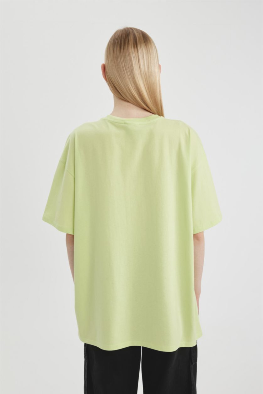 WOMAN Light Green Oversize Fit Short Sleeve T-Shirt