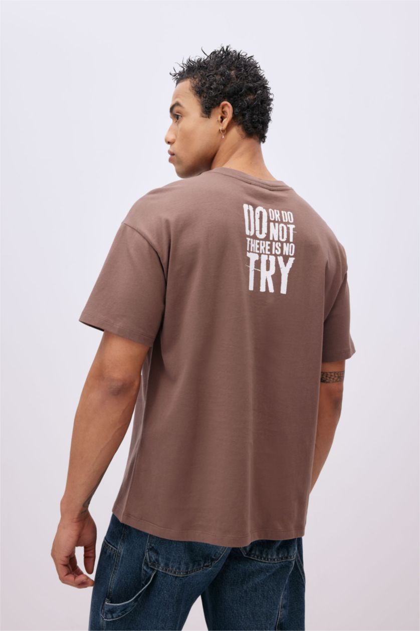 نساء بني تيشيرت نص كم واسع برقبة مستديرة من ستار وورز