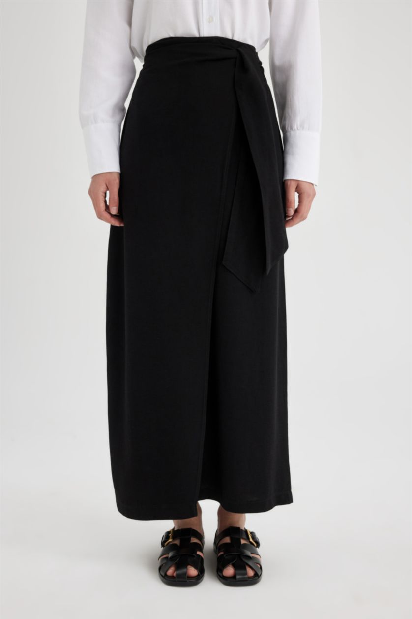 Kadın Siyah Anvelop Uzun Boy Etek