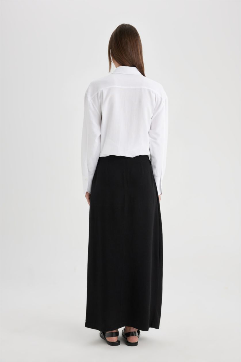 Kadın Siyah Anvelop Uzun Boy Etek