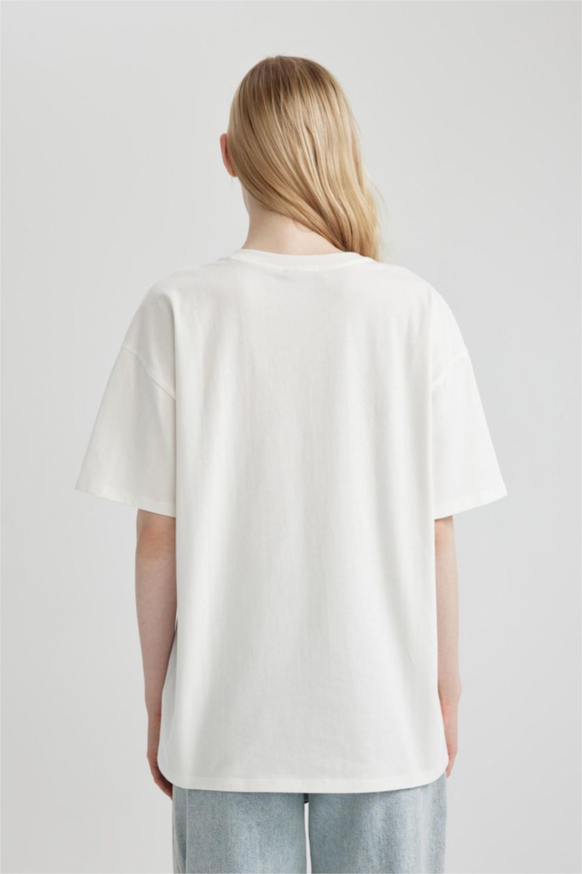 WOMAN White Unisex Cool Tupac Shakur Oversize Crew Neck T-Shirt