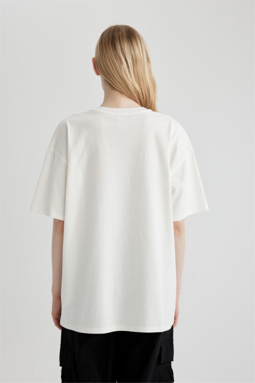 WOMAN White Tupac Shakur Oversize Crew Neck Short Sleeve T-Shirt