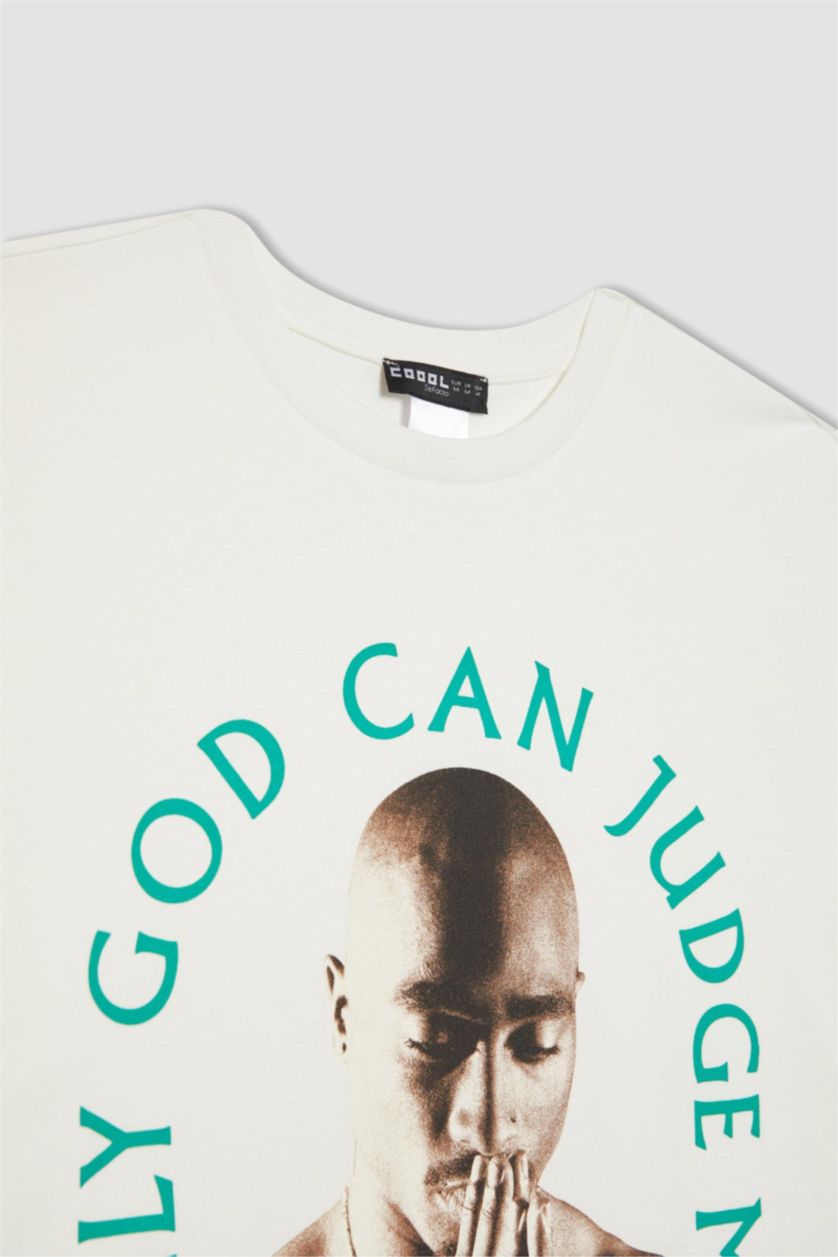 WOMAN White Tupac Shakur Oversize Crew Neck Short Sleeve T-Shirt