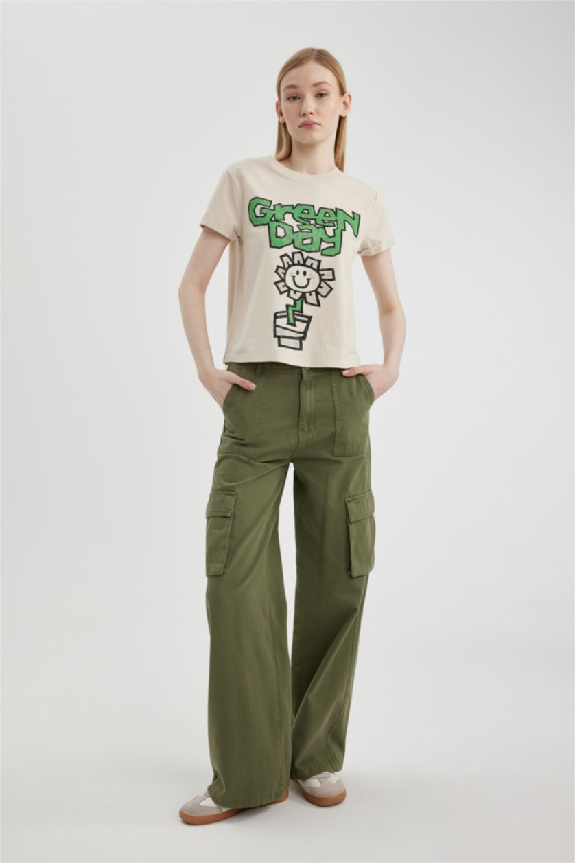 WOMAN Beige Regular Fit Short Sleeve T-Shirt