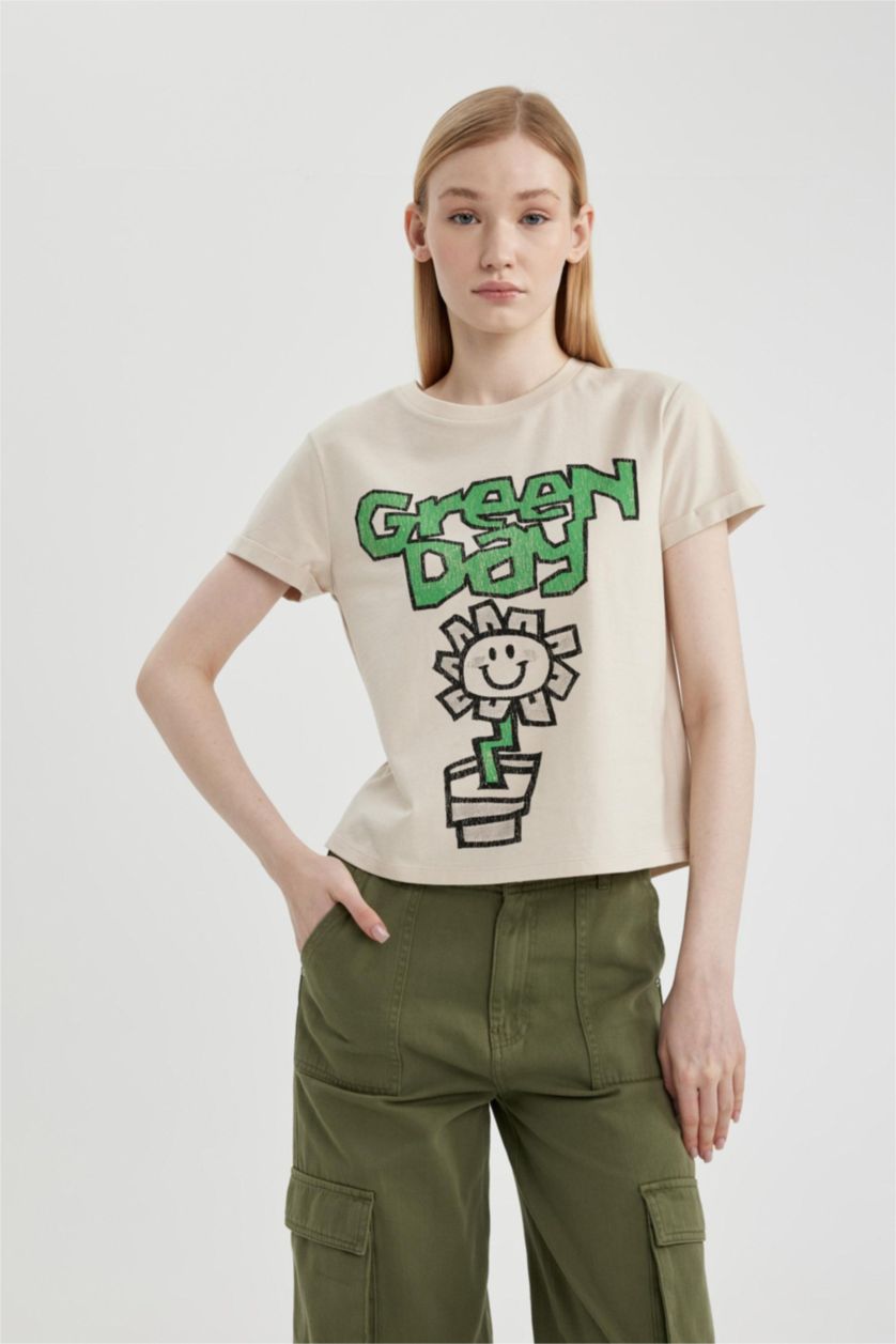 WOMAN Beige Regular Fit Short Sleeve T-Shirt