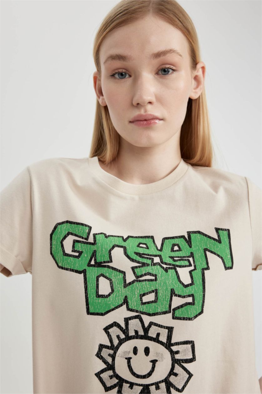 WOMAN Beige Regular Fit Short Sleeve T-Shirt