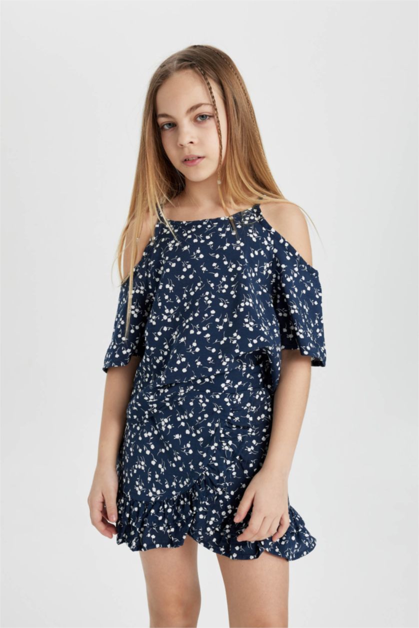 FILLES Marin Ensemble de Blouse et Jupe pour Fille - 2 Pièces