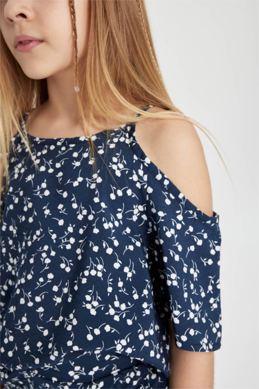 FILLES Marin Ensemble de Blouse et Jupe pour Fille - 2 Pièces