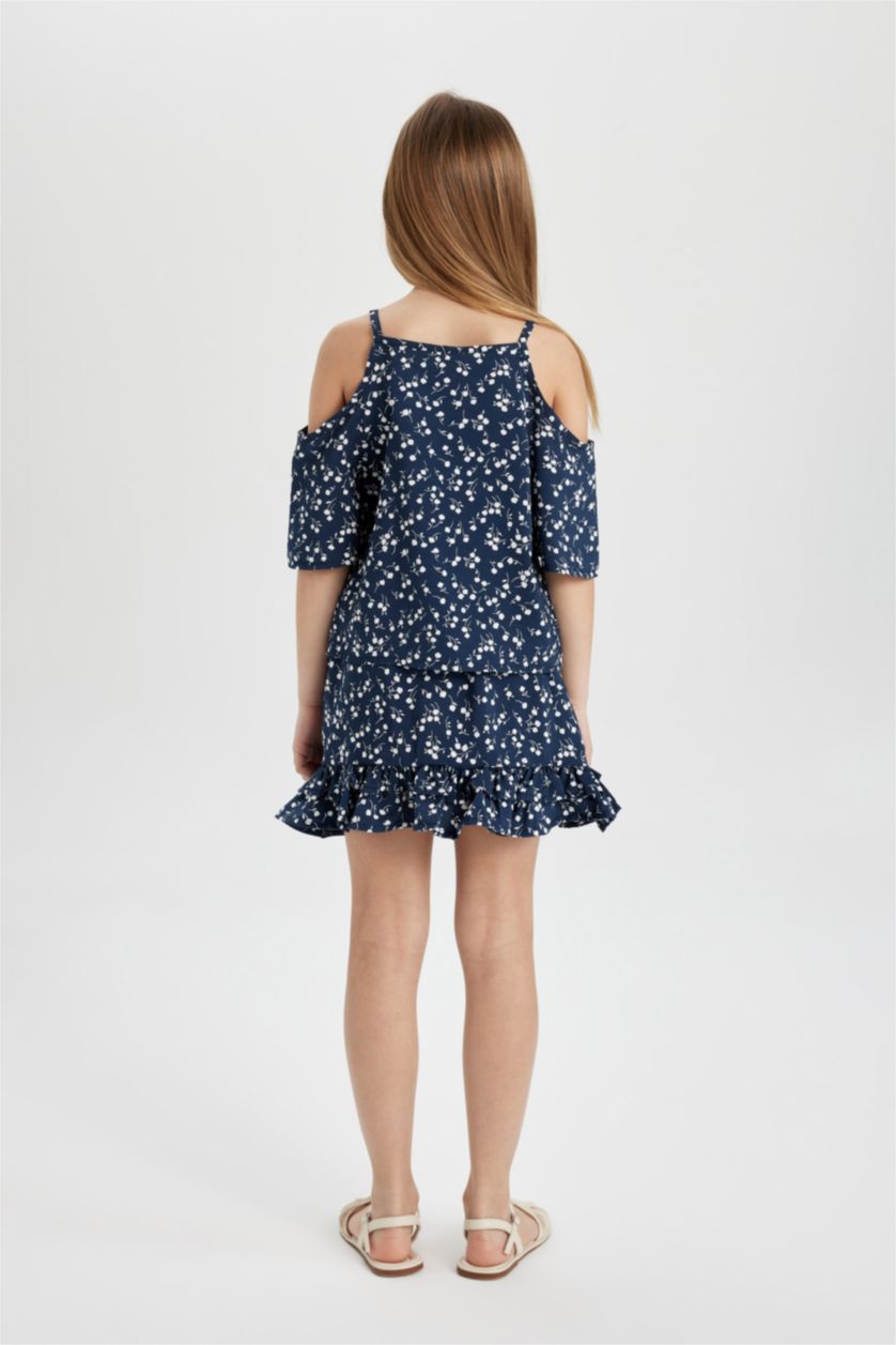 FILLES Marin Ensemble de Blouse et Jupe pour Fille - 2 Pièces