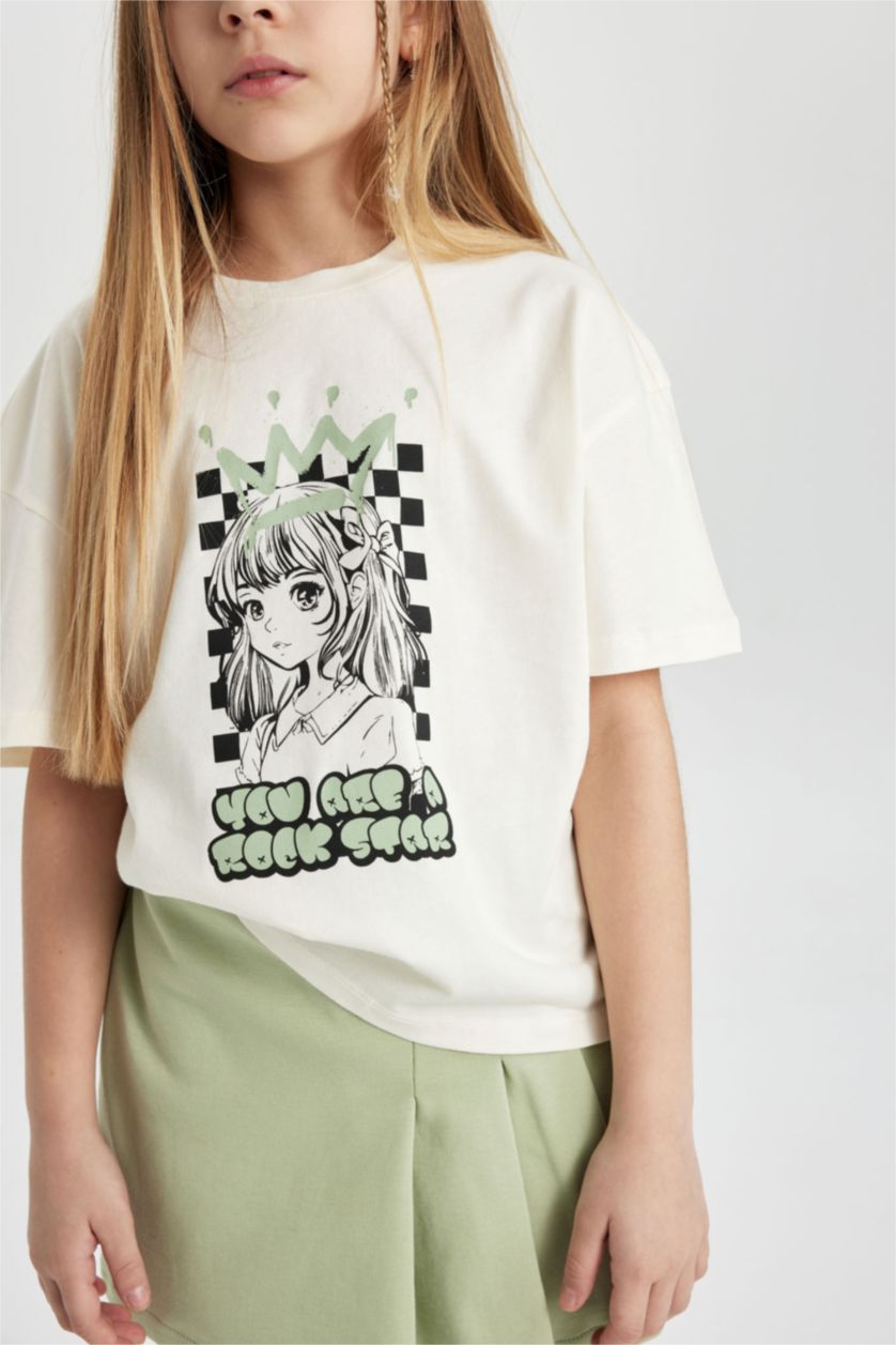 بنات أخضر فاتح سيت بناتي تيشيرت وشورت - قطعتين