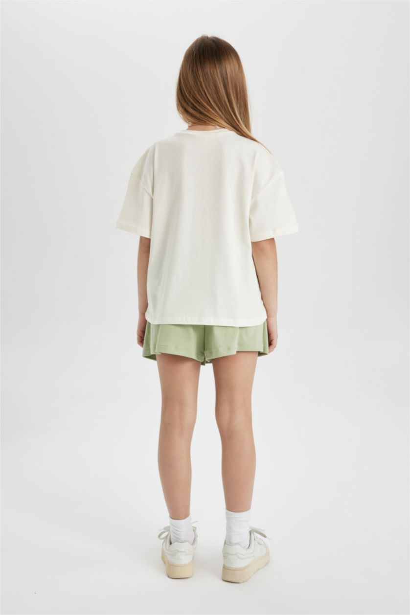 بنات أخضر فاتح سيت بناتي تيشيرت وشورت - قطعتين