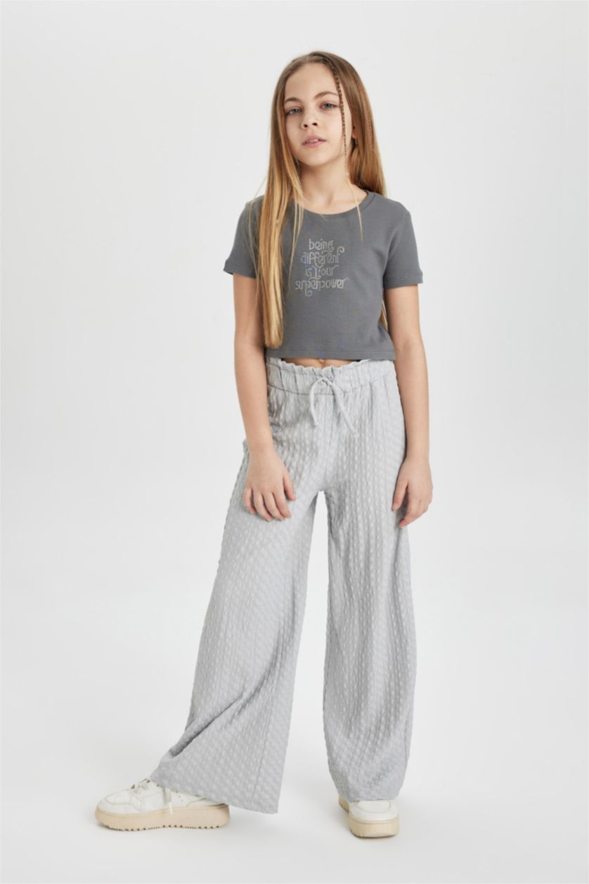 GIRLS & TEENS Grey Girl Printed Short Sleeve T-Shirt Trousers 2 Piece Set