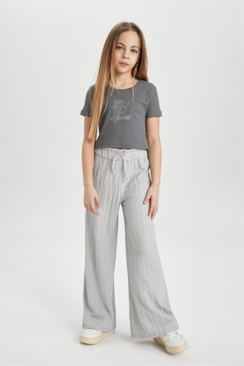 GIRLS & TEENS Grey Girl Printed Short Sleeve T-Shirt Trousers 2 Piece Set