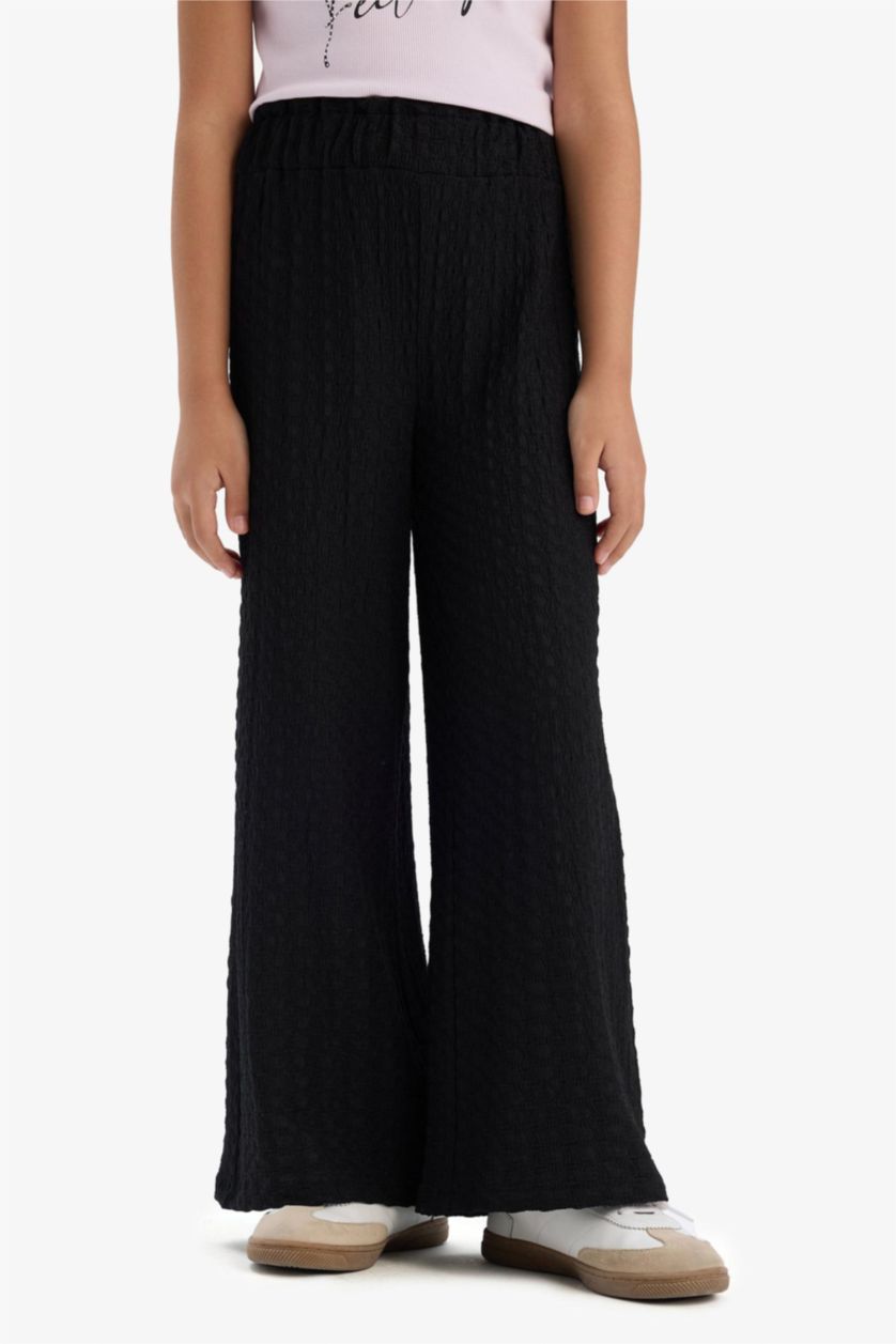 بنات زهري طقم من تيشيرت بنات مطبوع و سروال واسع