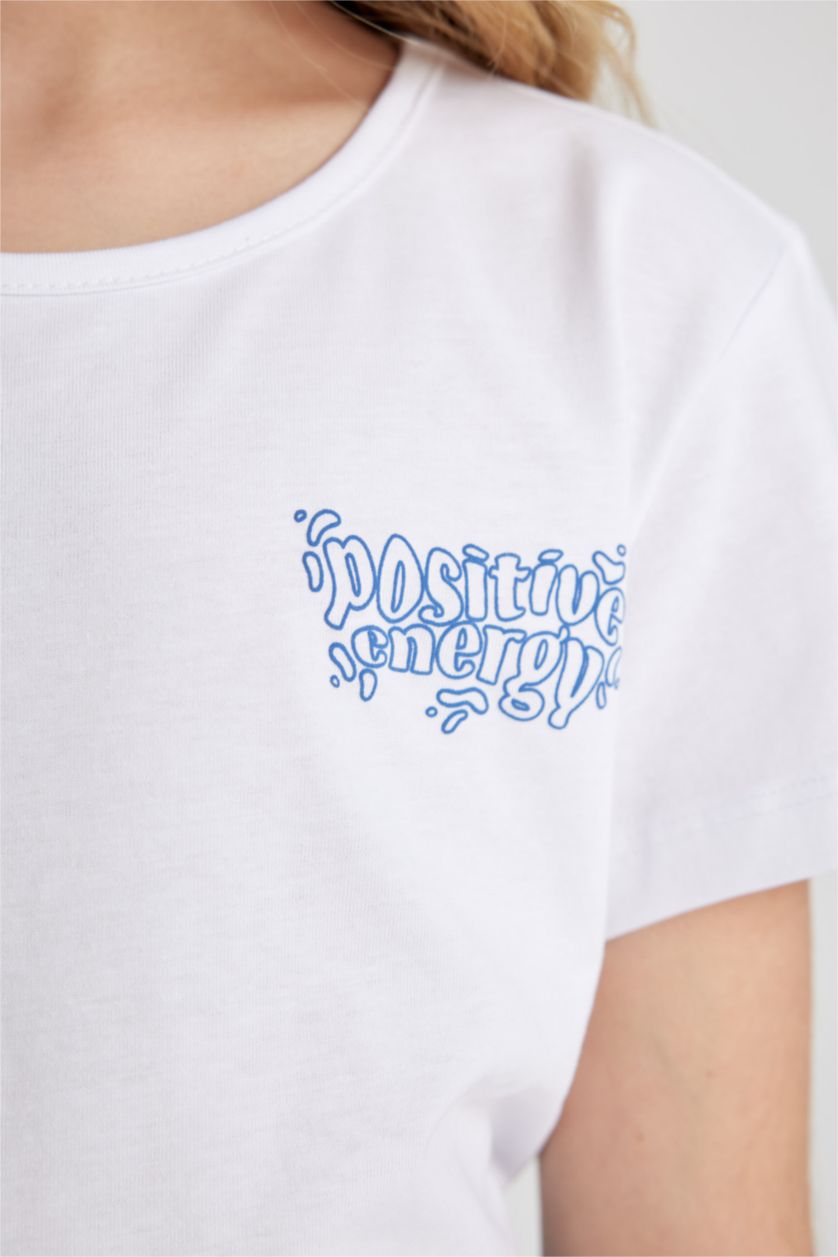 بنات أبيض سيت بناتي شورت وتي شيرت نص ردن - قطعتين