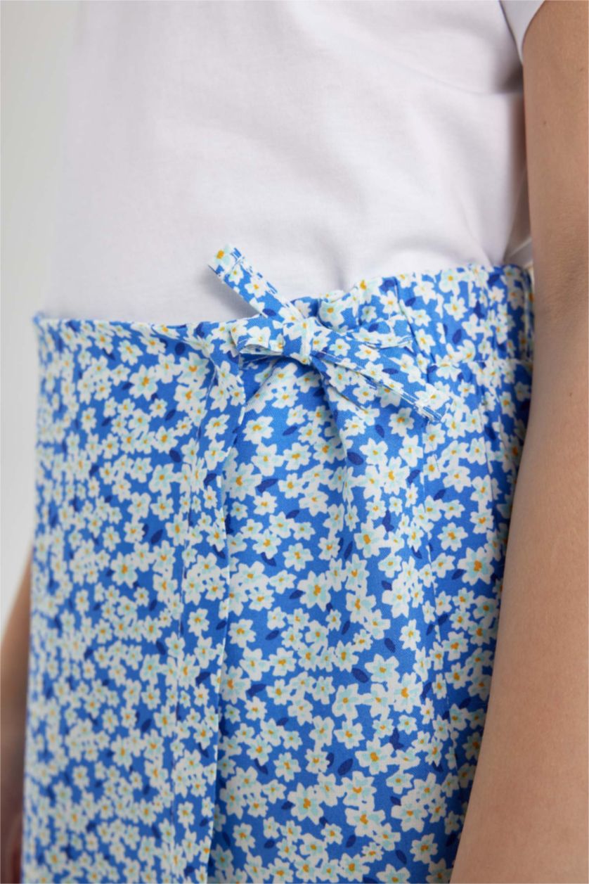 بنات أبيض سيت بناتي شورت وتي شيرت نص ردن - قطعتين