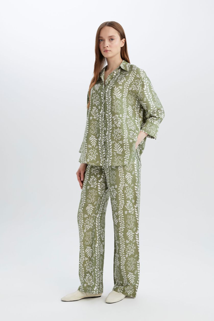 Әйелдерге Жасыл қалыпты пішім Ұзын жеңді көйлек