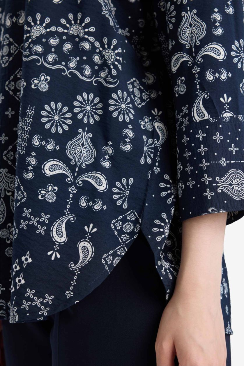 FEMME Marin Chemise imprimée à manches longues Coupe régulière