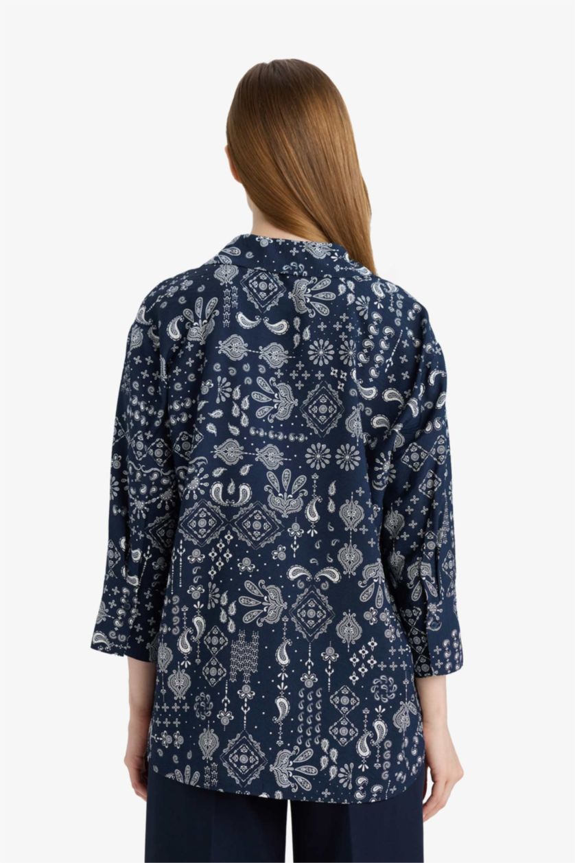 FEMME Marin Chemise imprimée à manches longues Coupe régulière