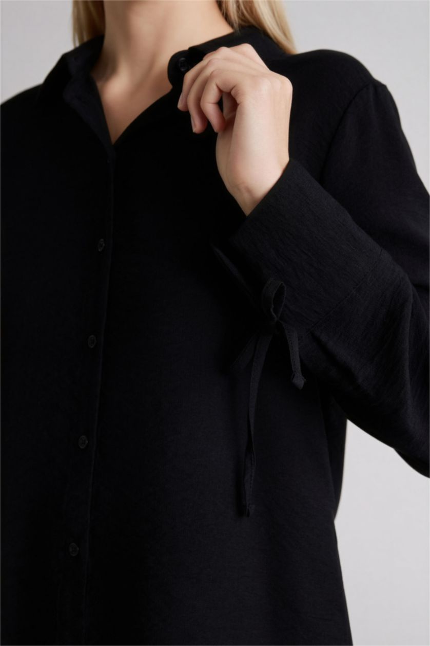 Woman Black Regular Fit Long Sleeve Shirt