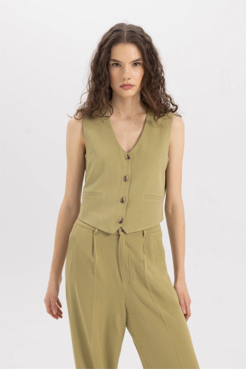 WOMAN Khaki V-Neck