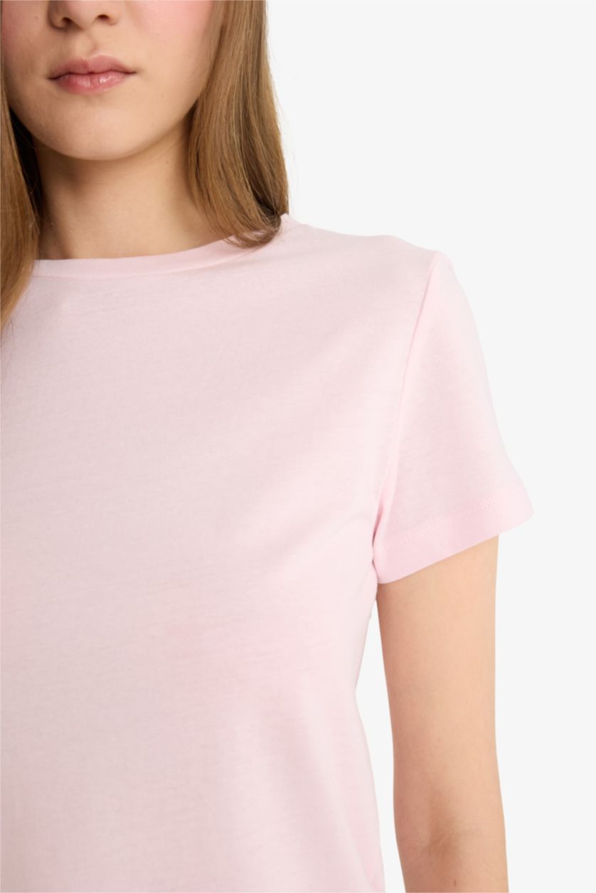 Woman Light Pink تيشيرت نص ردن قصة عادية