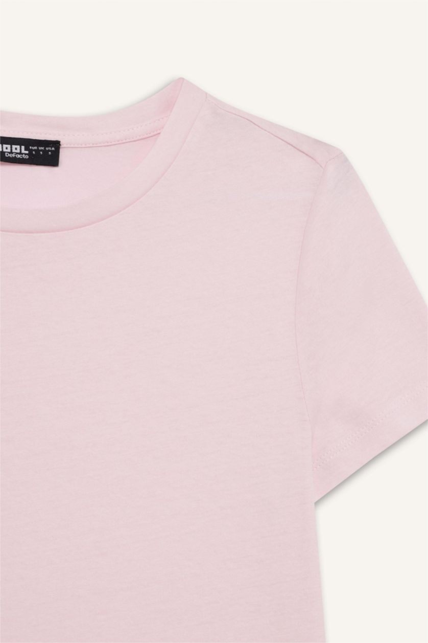 Woman Light Pink تيشيرت نص ردن قصة عادية