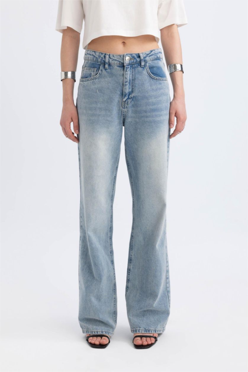 WOMAN Blue High Waist Trousers