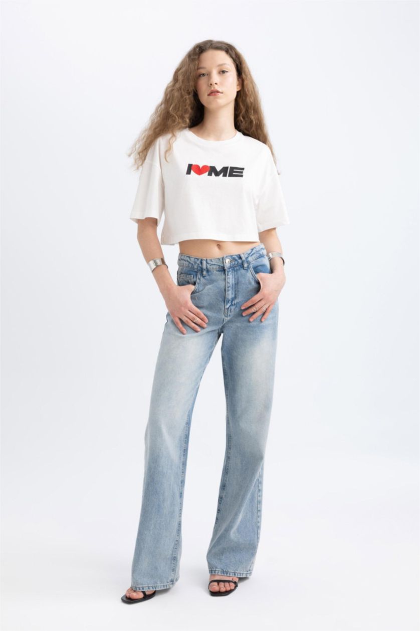 WOMAN Blue High Waist Trousers
