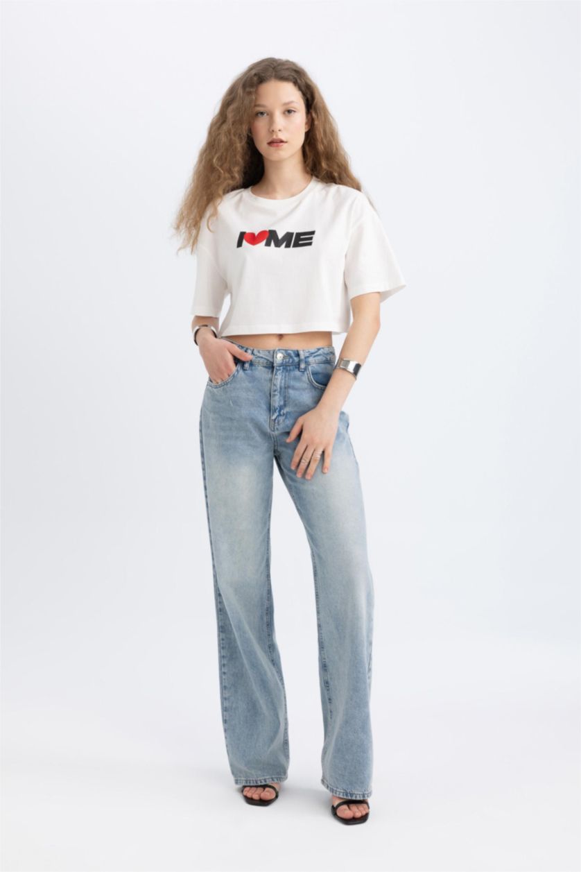 WOMAN Blue High Waist Trousers