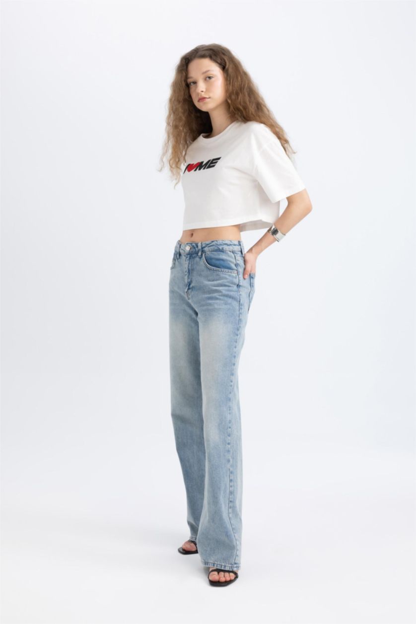 WOMAN Blue High Waist Trousers