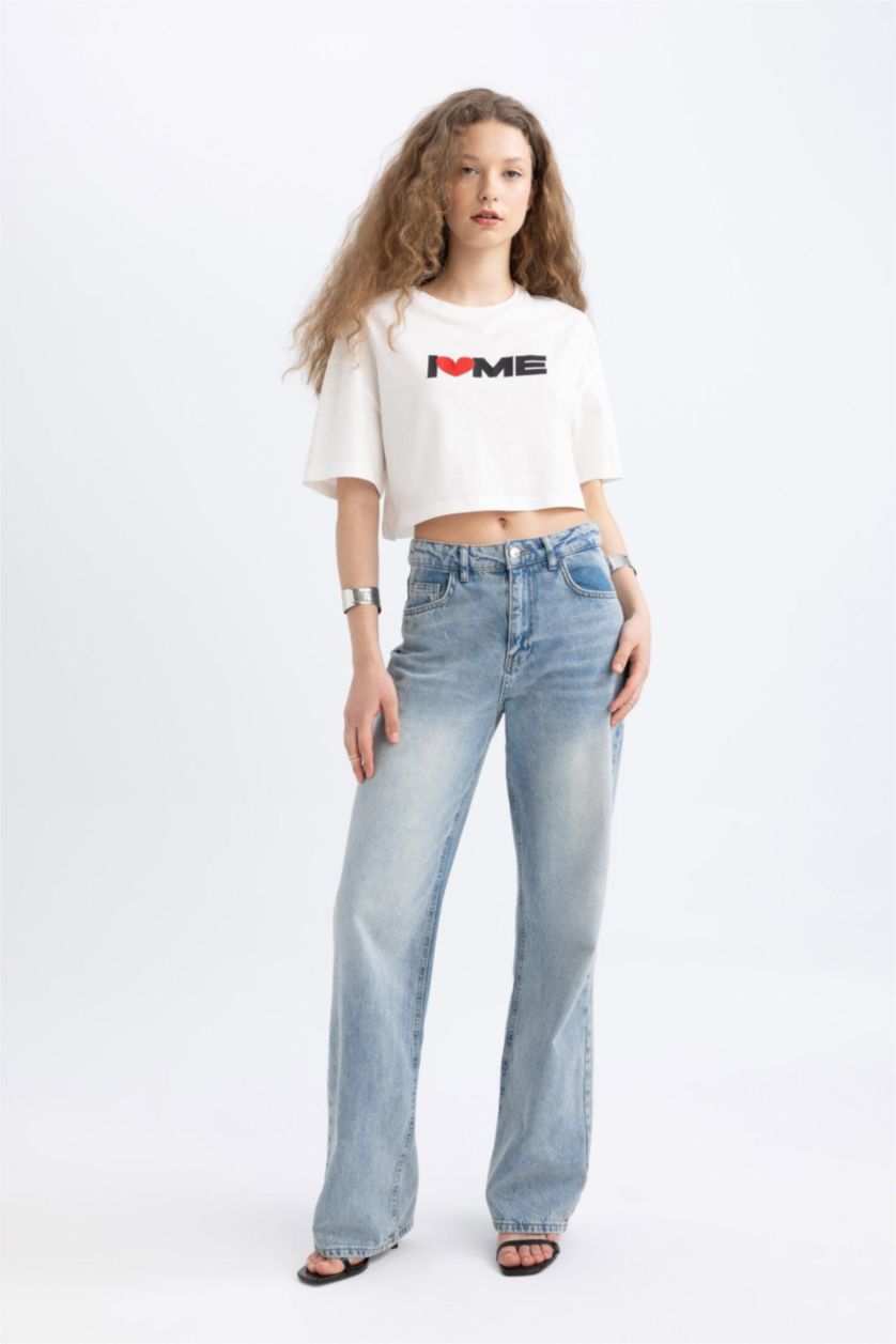 WOMAN Blue High Waist Trousers