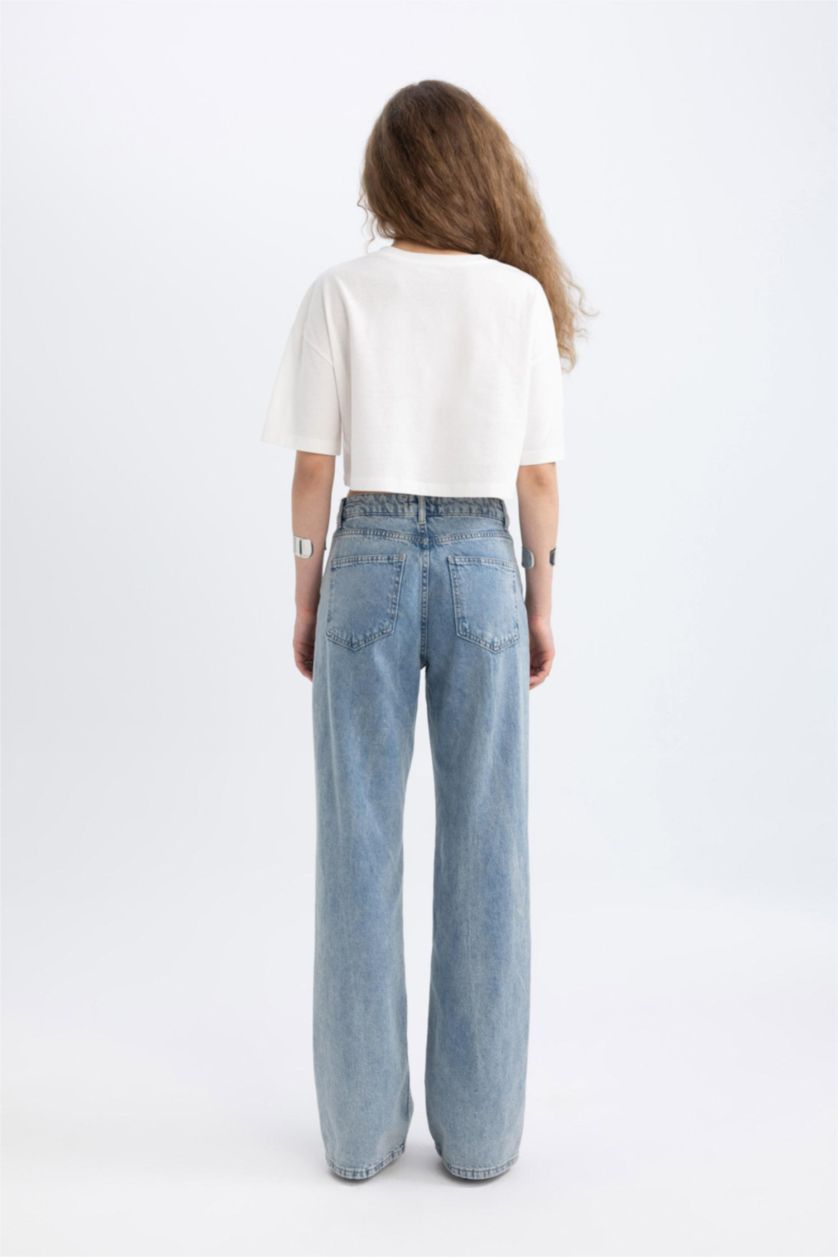 WOMAN Blue High Waist Trousers
