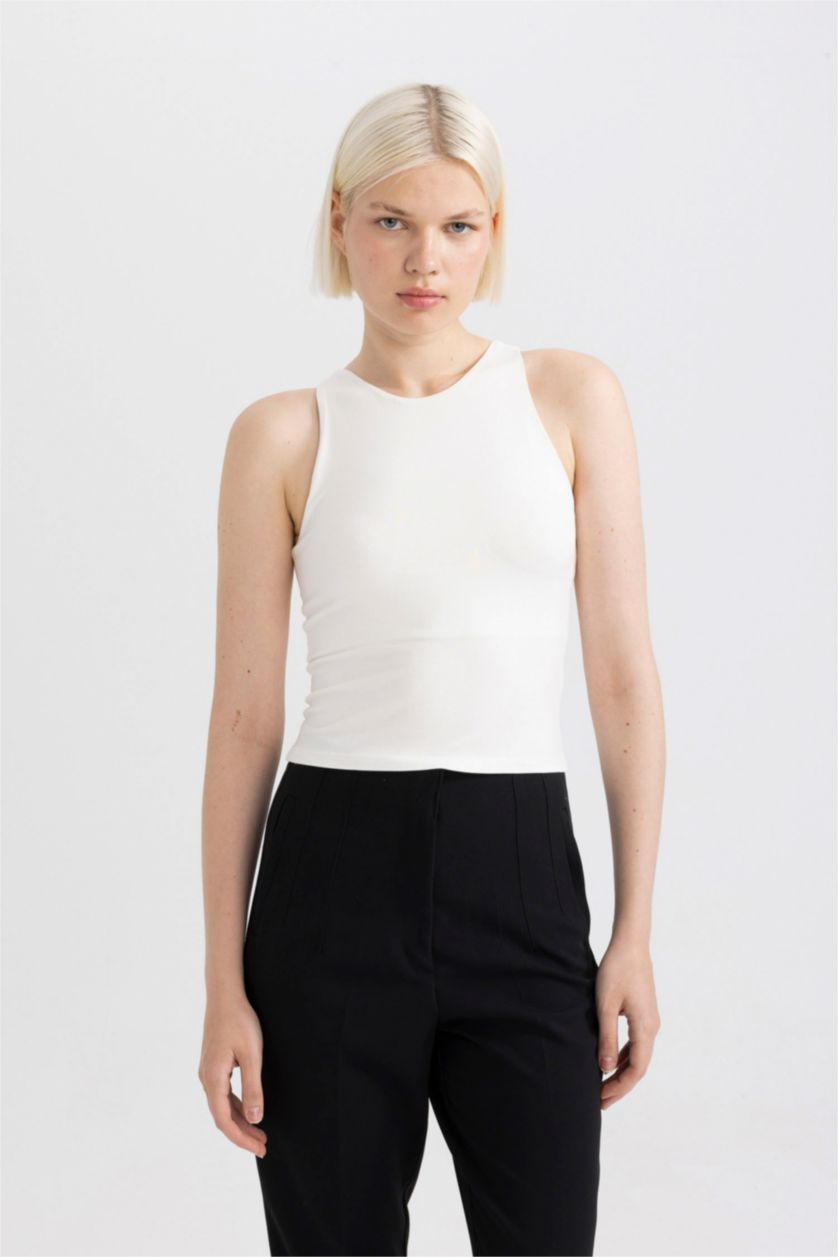 FEMME Écru Coupe slim raccourcie