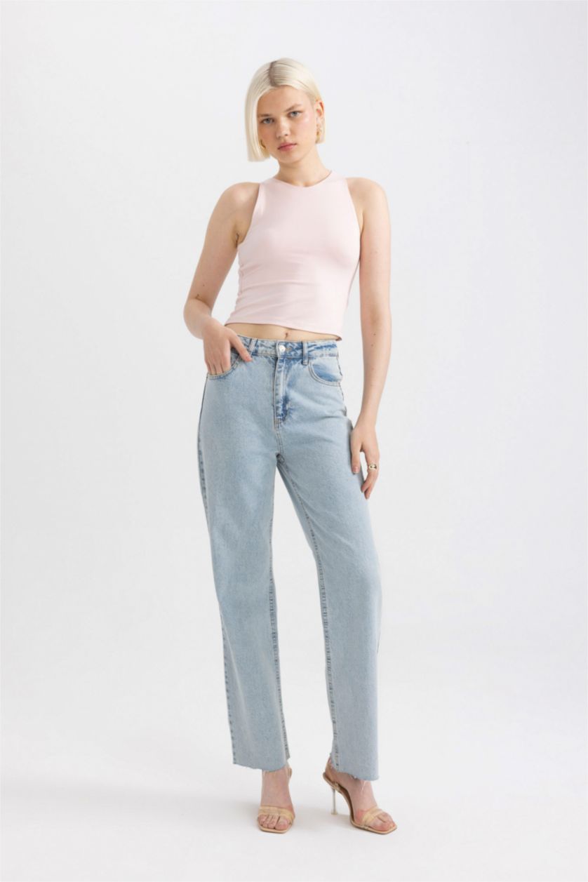 FEMME Rose Clair Débardeur à Coupe Slim et col Halter