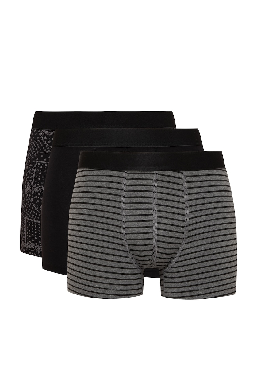 Erkek Siyah Regular Fıt 3'lü Boxer