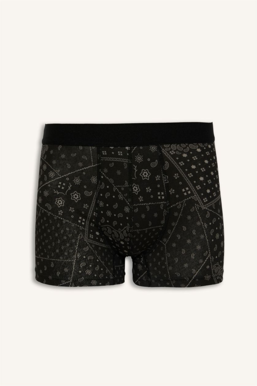 Erkek Siyah Regular Fit Desenli 3'lü Boxer