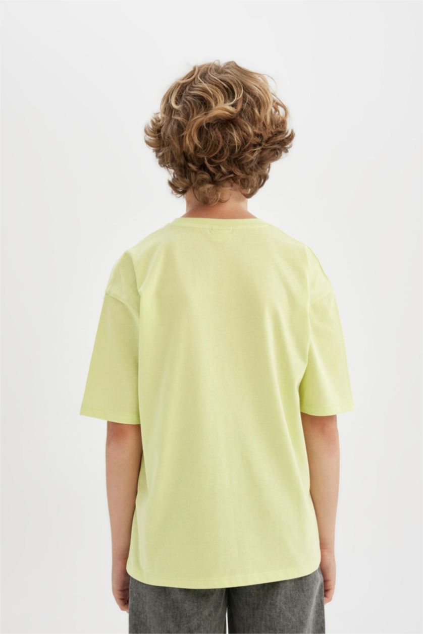 Boys & Teens Light Green Boy Oversize Crew Neck Printed T-Shirt